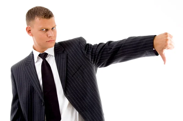 Businessman showing thumbs down — Stock Photo, Image