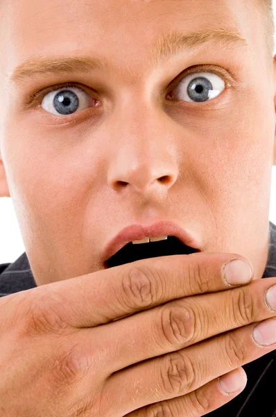 Close up of shocked young guy — Stock Photo, Image