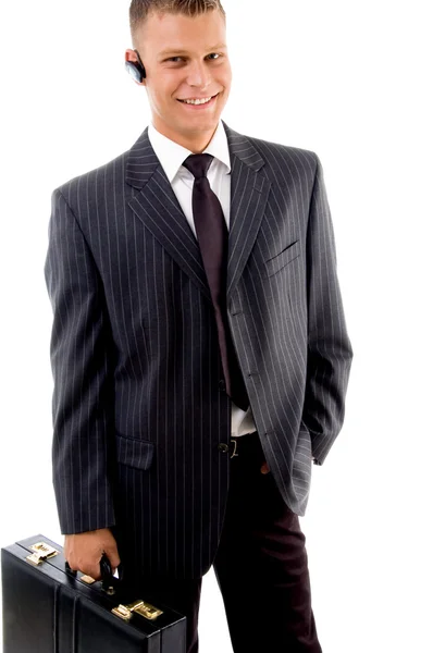 Retrato de homem de negócios com pasta — Fotografia de Stock