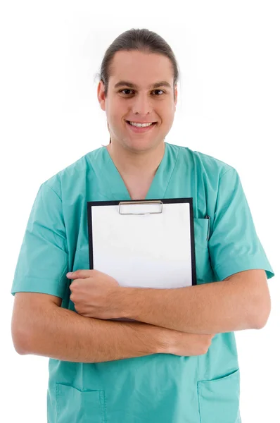 Portrét lékaře držícího schránku — Stock fotografie