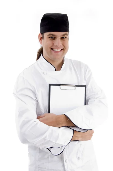 快乐的年轻厨师的肖像 — 图库照片