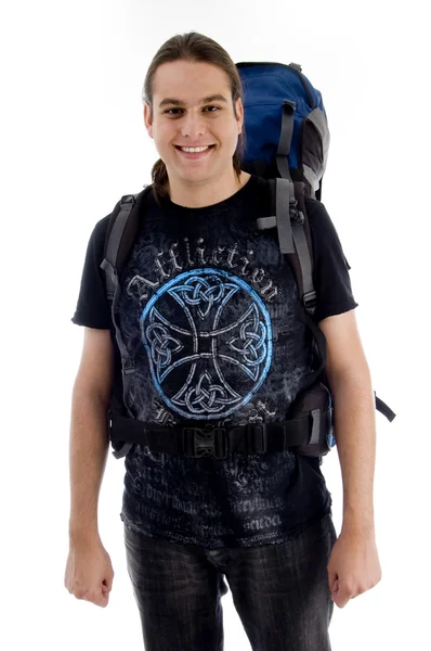 stock image Young traveler with bag pack