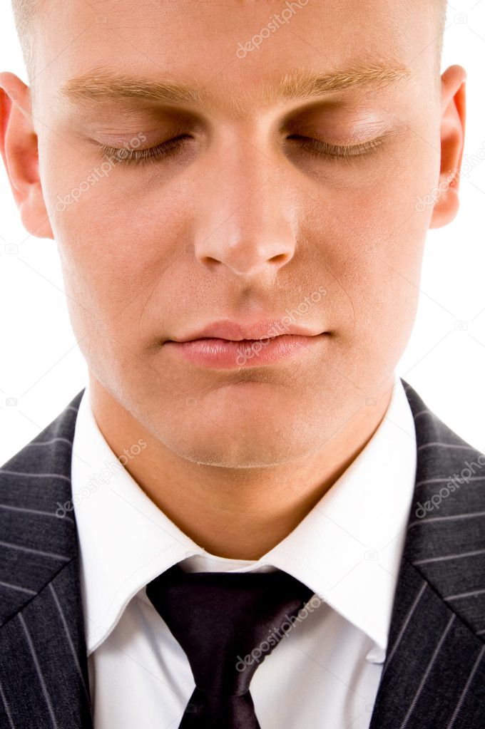 Man posing with closed eyes