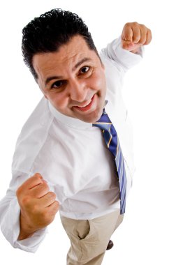 Powerful businessman posing clipart