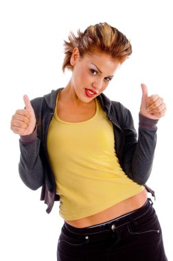 Attractive woman with thumbs up clipart