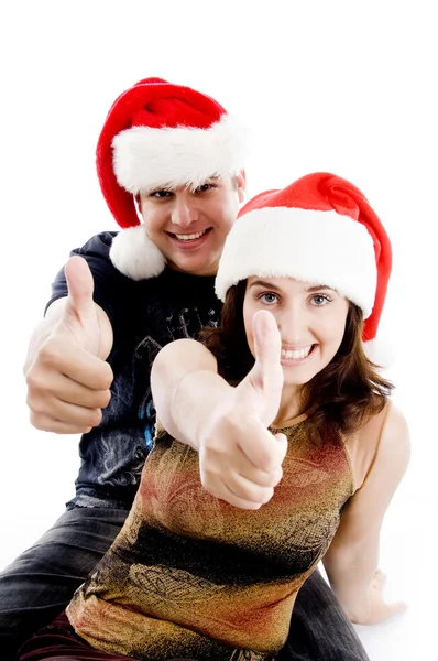 Weihnachtscoupé mit erhobenem Daumen — Stockfoto