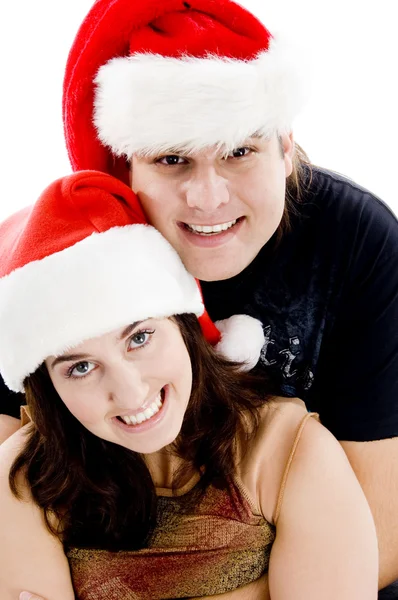 Mladý pár s christmat, zblízka — Stock fotografie