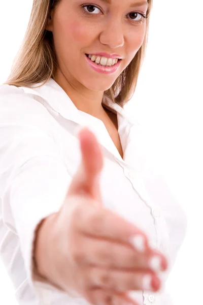Sorrindo gerente oferecendo aperto de mão — Fotografia de Stock