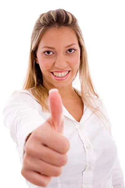 Smiling manager showing thumb up — Stock Photo, Image