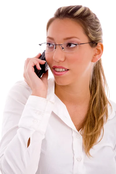 Businesswoman talking on cell phone — Stock Photo, Image