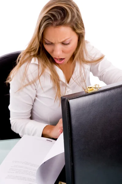 Surprised manager looking at document — Stock Photo, Image