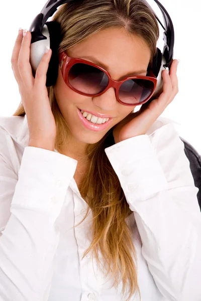Female tuned in music — Stock Photo, Image