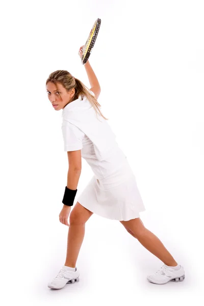 Female player ready to hit the ball — Stock Photo, Image