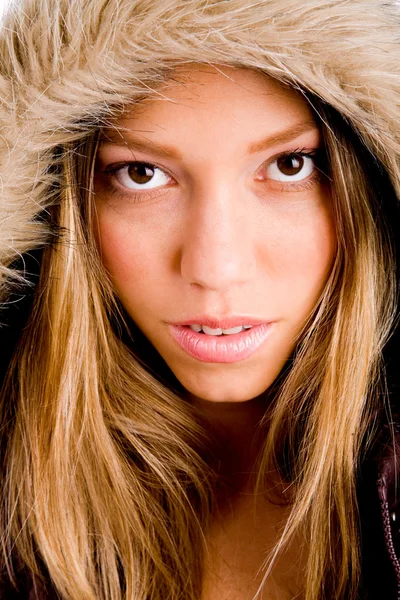 Detail mladé ženy s zimní kabát — Stock fotografie