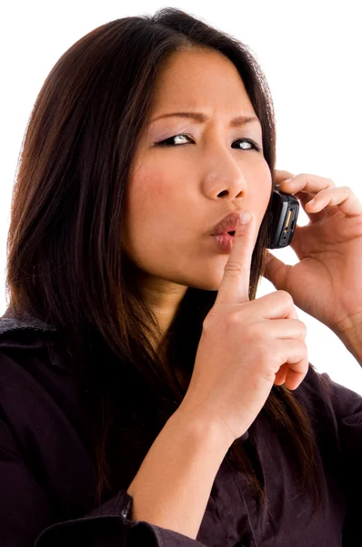 Corporate woman talking on cell phone — Stock Photo, Image