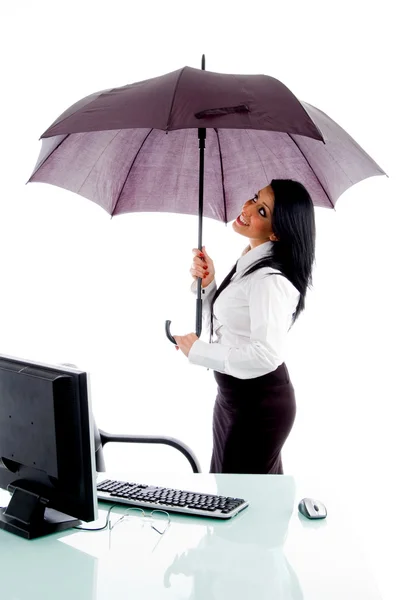 Young professional holding umbrella — Stock Photo, Image