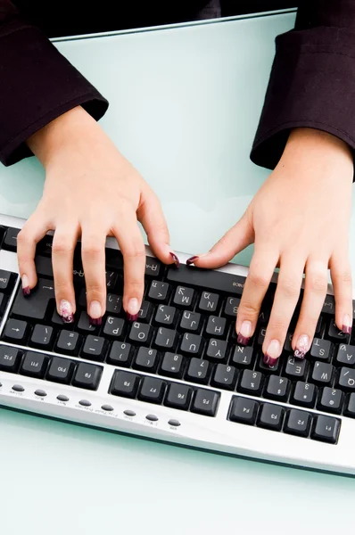 Professional fingers working on keyboard — Stock Photo, Image