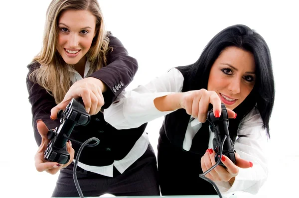 Sisters playing video games — Stock Photo, Image