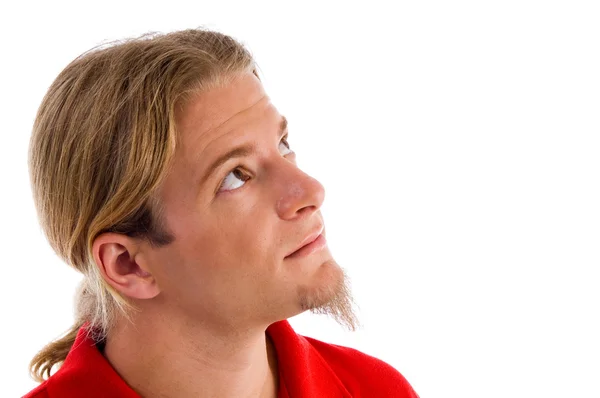 Side pose of male looking upwards — Stock Photo, Image