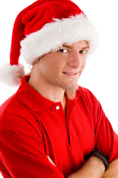 Молодой человек в шляпе от Рождества — стоковое фото