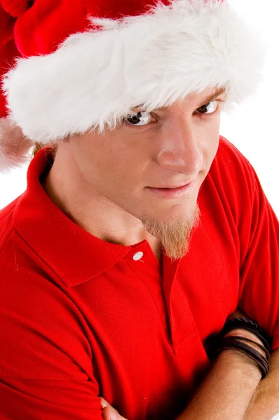 Männchen mit Weihnachtsmütze — Stockfoto
