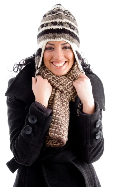 冬の服装でゴージャスな女性 — ストック写真