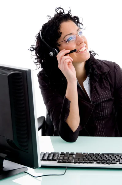 Geschäftsfrau telefoniert per Headset — Stockfoto