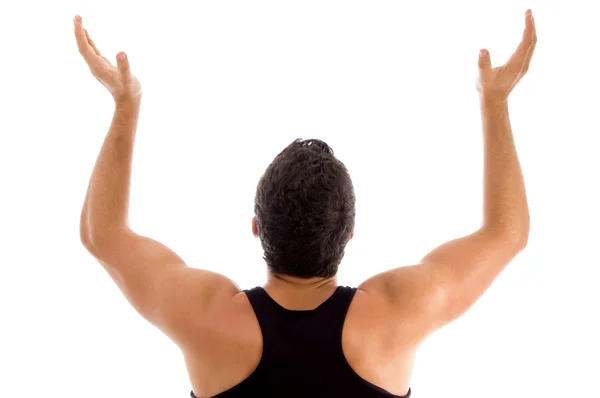 Rückenpose eines Mannes mit erhobenen Armen — Stockfoto