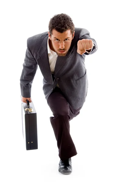 Young executive running to office — Stock Photo, Image