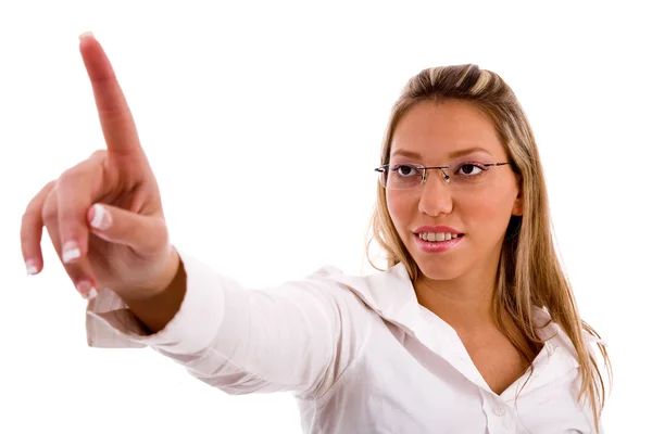 Portrait of businesswoman pointing — Stock Photo, Image