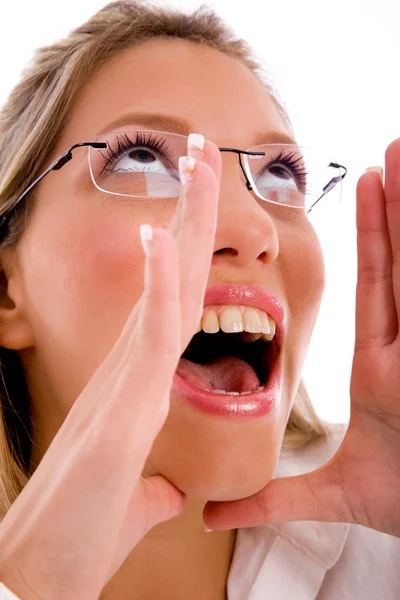 Close up of shouting businesswoman — Stock Photo, Image