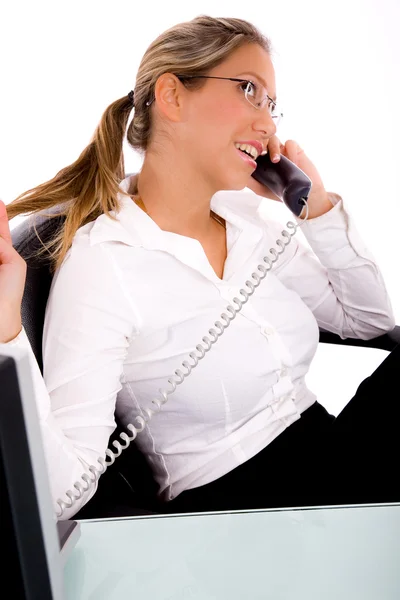 Üzletasszony beszél telefonon. — Stock Fotó