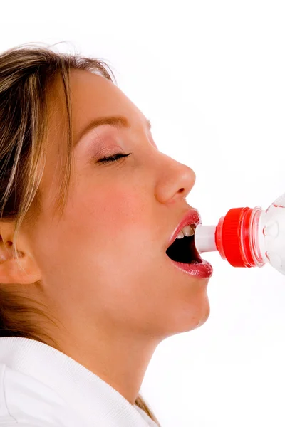 Cansada de beber água feminina — Fotografia de Stock