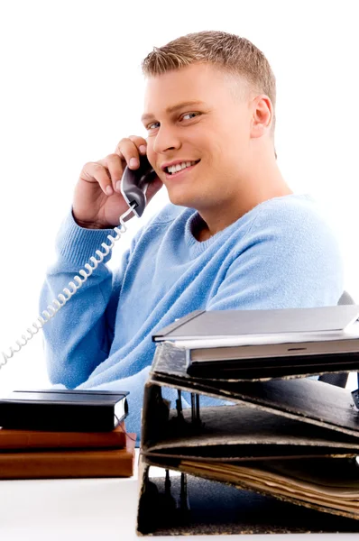 Smiling young professional on call — Stock Photo, Image