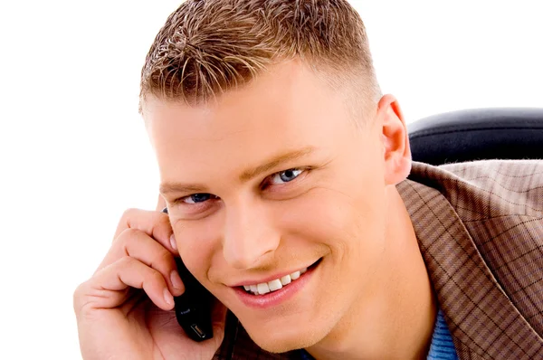 Handsome man talking on mobile — Stock Photo, Image