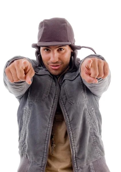 Young handsome man pointing — Stock Photo, Image