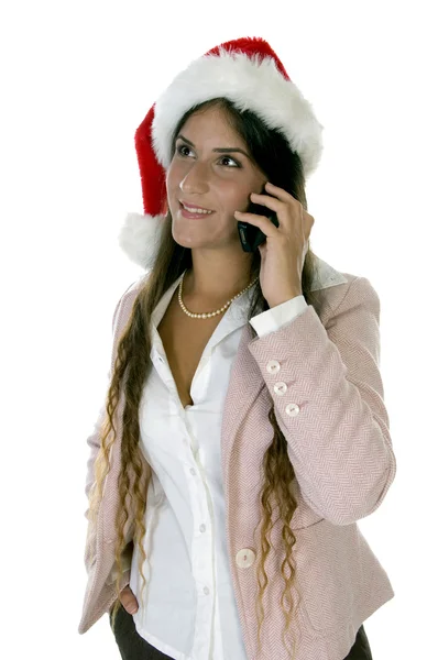 Kadın telefonda konuşurken — Stok fotoğraf