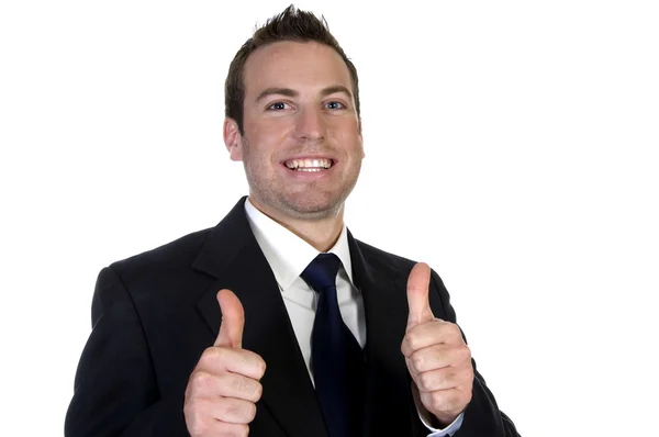 Jonge gelukkig zakenman, goedkeuring — Stockfoto