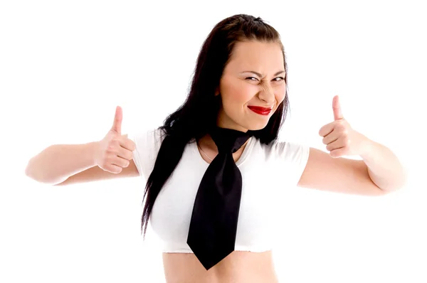 Gorgeous female showing thumbs up — Stock Photo, Image