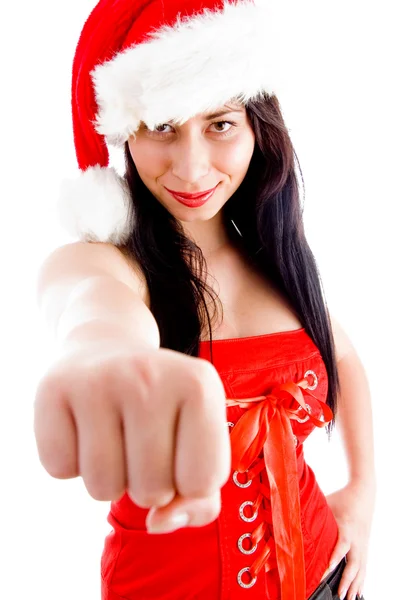 Young model in christmas hat — Stock Photo, Image