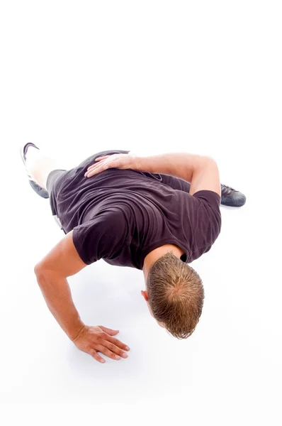 Svalnatý muž dělá push up — Stock fotografie