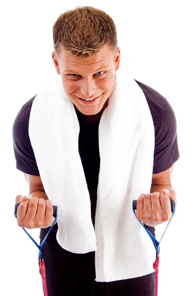 Attractive man doing exercise — Stock Photo, Image