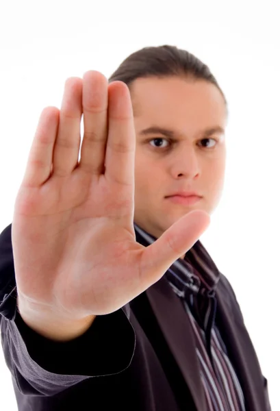 Muž zobrazeno zastavení gesto — Stock fotografie