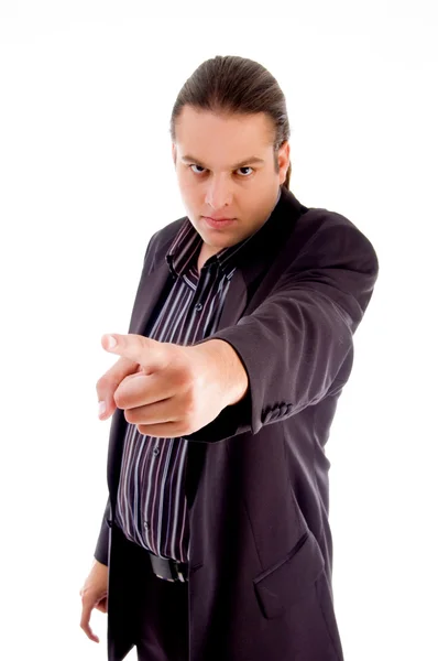 Businessman pointing at camera — Stock Photo, Image