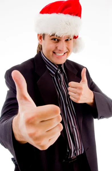 Natal cara com polegares para cima — Fotografia de Stock