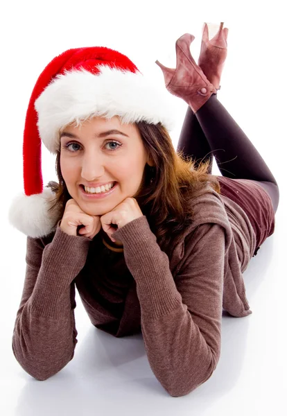 Beautifiul modell bär jul hatt — Stockfoto