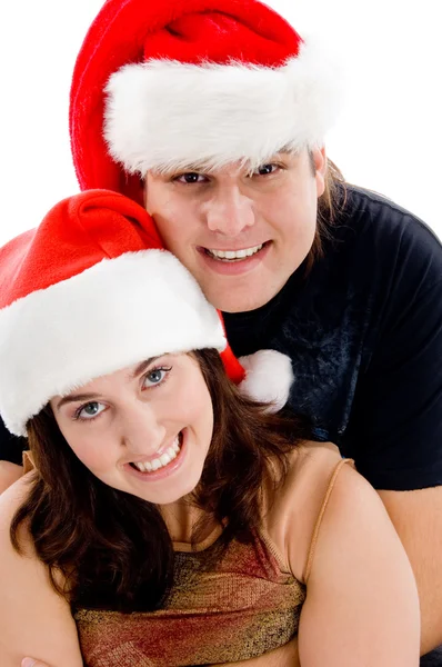 Close up of happy christmas couple — Stock Photo, Image