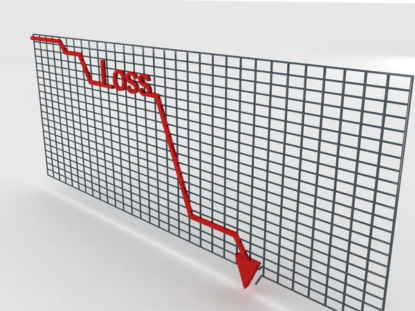 Tří dimenzionální klesající graf — Stock fotografie