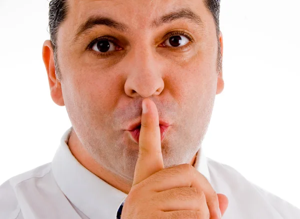 American man indicating for silence — Stock Photo, Image