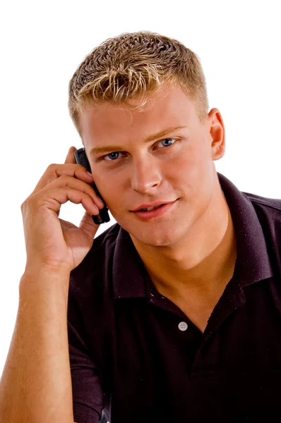 Jó srác beszél telefonon — Stock Fotó